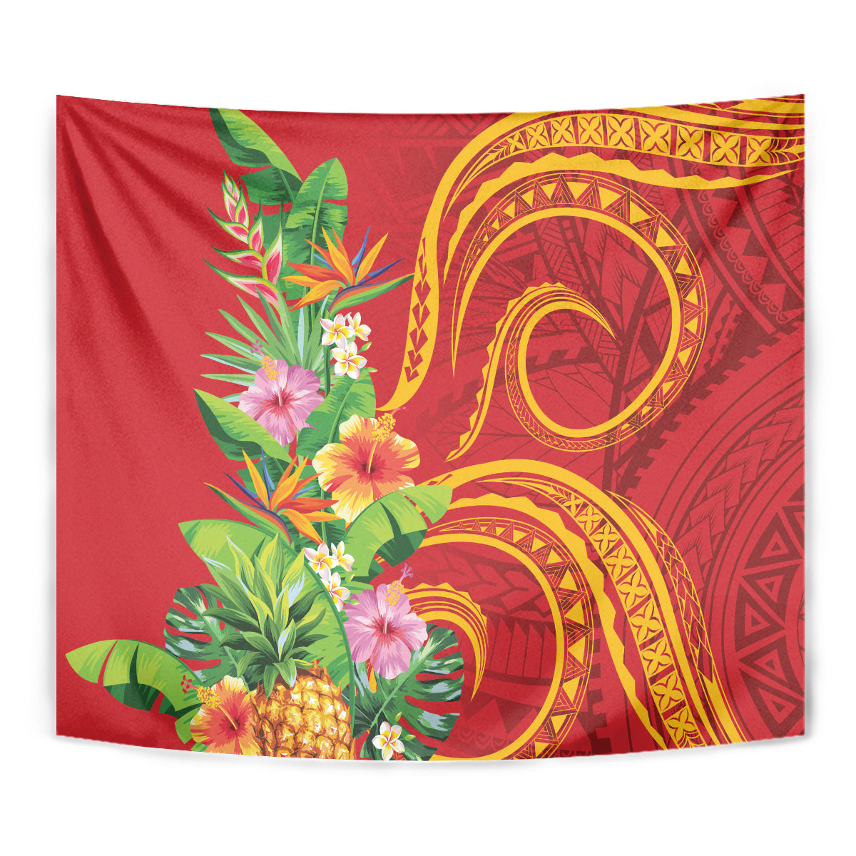 Polynesian Tribal Flower Tattoo Tapestry Special Vermilion Vibe LT9 - Polynesian Pride