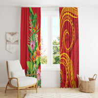 Polynesian Tribal Flower Tattoo Window Curtain Special Vermilion Vibe LT9 - Polynesian Pride