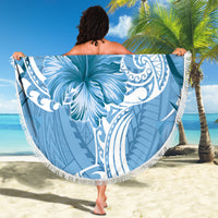 Polynesian Hibiscus Flower Tribal Beach Blanket Blue Color LT9 - Polynesian Pride