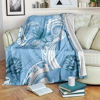 Polynesian Hibiscus Flower Tribal Blanket Blue Color LT9 Blue - Polynesian Pride