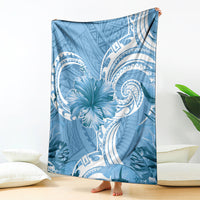 Polynesian Hibiscus Flower Tribal Blanket Blue Color LT9 - Polynesian Pride
