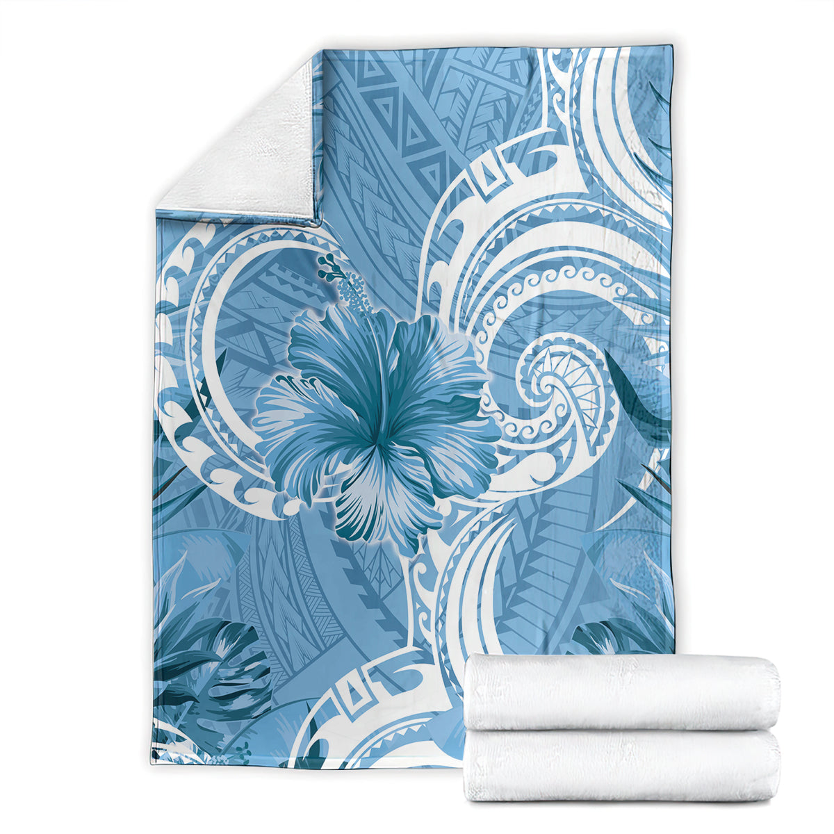 Polynesian Hibiscus Flower Tribal Blanket Blue Color LT9 - Polynesian Pride