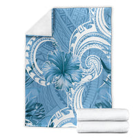 Polynesian Hibiscus Flower Tribal Blanket Blue Color LT9 - Polynesian Pride