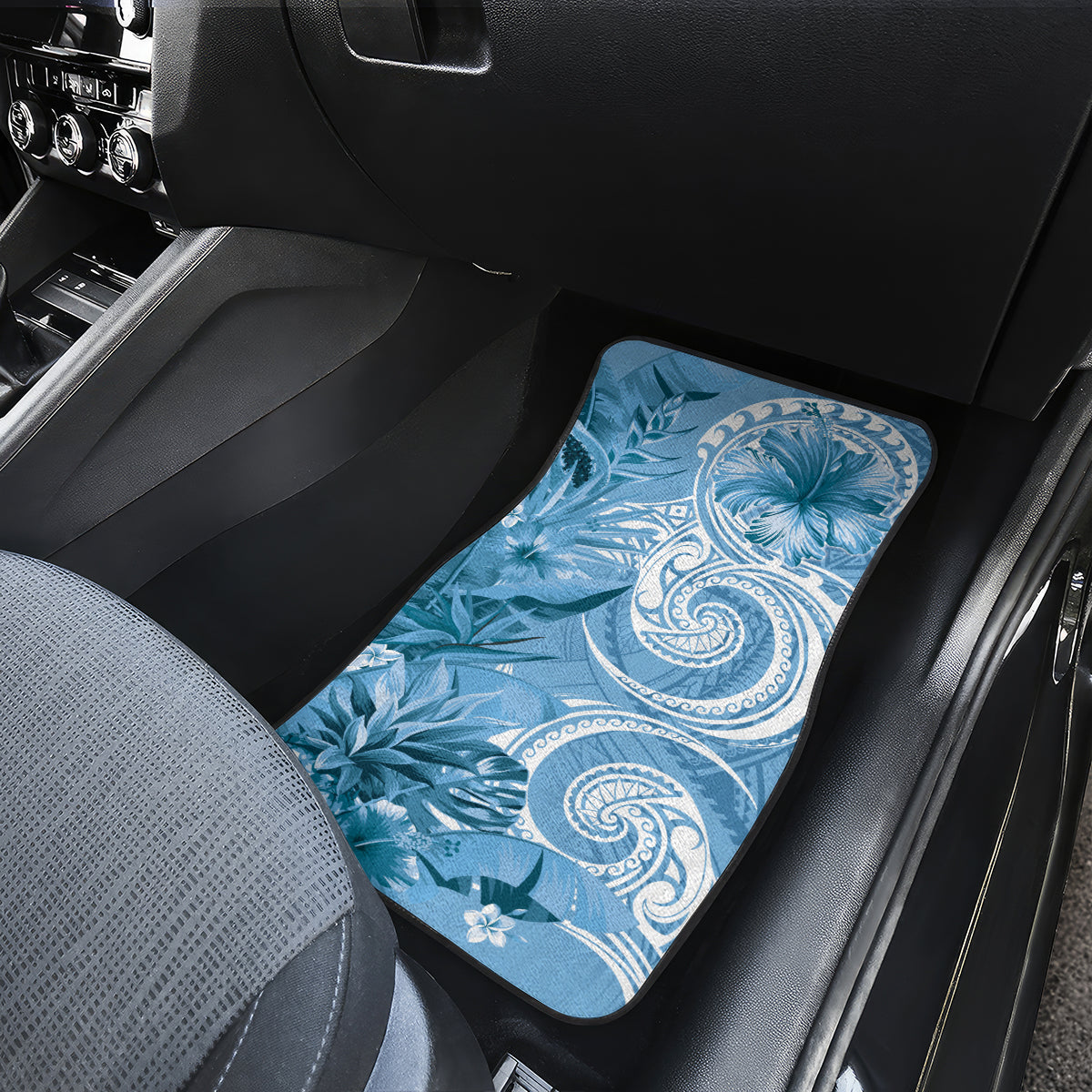 Polynesian Hibiscus Flower Tribal Car Mats Blue Color LT9 - Polynesian Pride