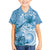 Polynesian Hibiscus Flower Tribal Family Matching Off The Shoulder Long Sleeve Dress and Hawaiian Shirt Blue Color