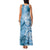 Polynesian Hibiscus Flower Tribal Family Matching Tank Maxi Dress and Hawaiian Shirt Blue Color