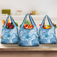 Polynesian Hibiscus Flower Tribal Grocery Bag Blue Color LT9 3-pack One Size Blue - Polynesian Pride