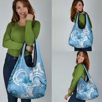 Polynesian Hibiscus Flower Tribal Grocery Bag Blue Color LT9 - Polynesian Pride