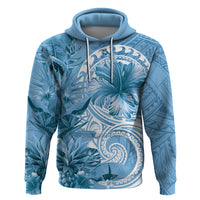 Polynesian Hibiscus Flower Tribal Hoodie Blue Color LT9 Pullover Hoodie Blue - Polynesian Pride
