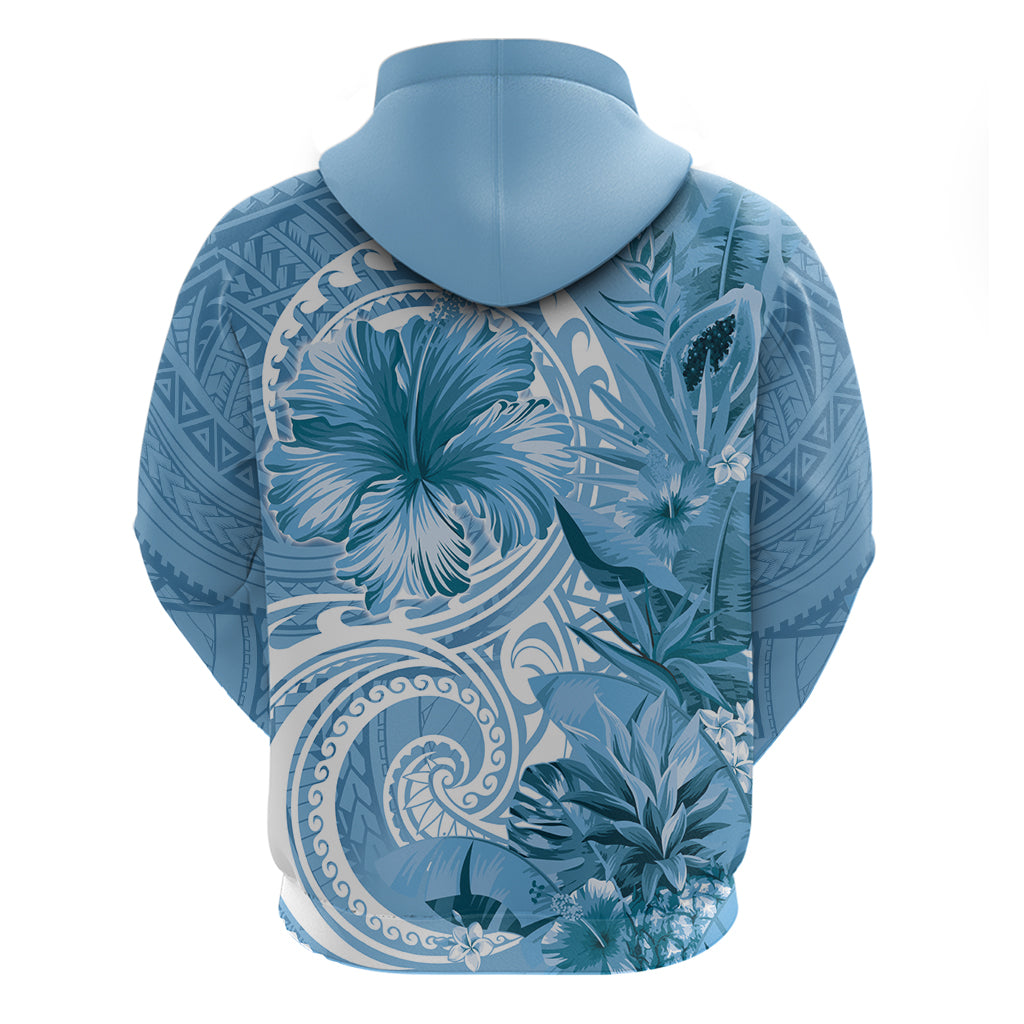 Polynesian Hibiscus Flower Tribal Hoodie Blue Color LT9 - Polynesian Pride