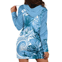 Polynesian Hibiscus Flower Tribal Hoodie Dress Blue Color LT9 - Polynesian Pride