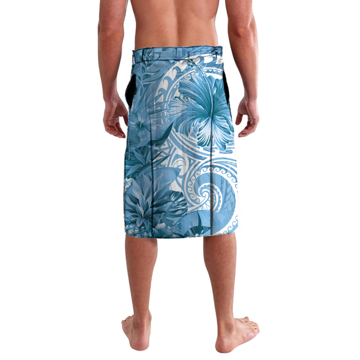 Polynesian Hibiscus Flower Tribal Lavalava Blue Color LT9 - Polynesian Pride