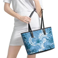 Polynesian Hibiscus Flower Tribal Leather Tote Bag Blue Color LT9 - Polynesian Pride