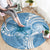 Polynesian Hibiscus Flower Tribal Round Carpet Blue Color