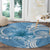 Polynesian Hibiscus Flower Tribal Round Carpet Blue Color