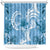 Polynesian Hibiscus Flower Tribal Shower Curtain Blue Color