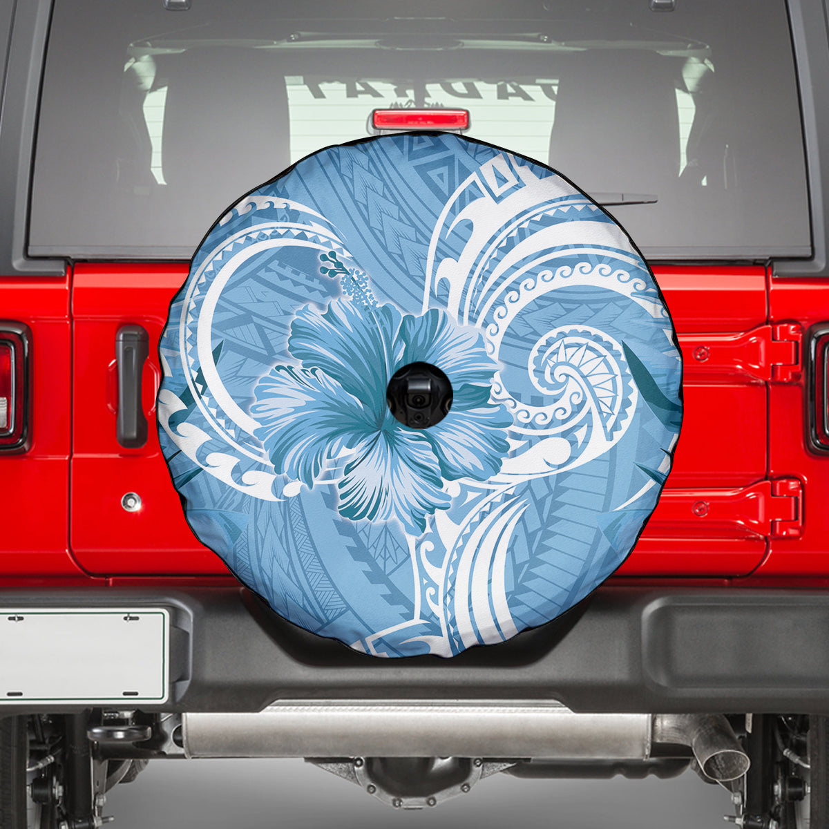 Polynesian Hibiscus Flower Tribal Spare Tire Cover Blue Color LT9 - Polynesian Pride
