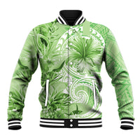 Polynesian Hibiscus Flower Tribal Baseball Jacket Lime Green Color LT9 Unisex Lime Green - Polynesian Pride