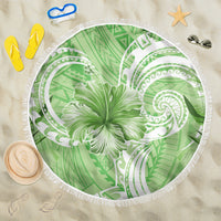 Polynesian Hibiscus Flower Tribal Beach Blanket Lime Green Color LT9 One Size 150cm Lime Green - Polynesian Pride