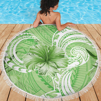 Polynesian Hibiscus Flower Tribal Beach Blanket Lime Green Color LT9 - Polynesian Pride