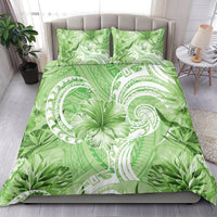 Polynesian Hibiscus Flower Tribal Bedding Set Lime Green Color LT9 - Polynesian Pride