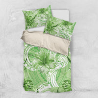 Polynesian Hibiscus Flower Tribal Bedding Set Lime Green Color LT9 US Twin 172cm x 218cm Lime Green - Polynesian Pride