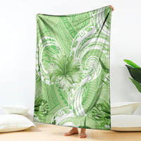 Polynesian Hibiscus Flower Tribal Blanket Lime Green Color LT9 - Polynesian Pride