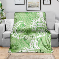 Polynesian Hibiscus Flower Tribal Blanket Lime Green Color LT9 - Polynesian Pride
