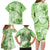 Polynesian Hibiscus Flower Tribal Family Matching Long Sleeve Bodycon Dress and Hawaiian Shirt Lime Green Color