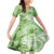 Polynesian Hibiscus Flower Tribal Family Matching Mermaid Dress and Hawaiian Shirt Lime Green Color