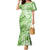 Polynesian Hibiscus Flower Tribal Family Matching Mermaid Dress and Hawaiian Shirt Lime Green Color