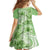 Polynesian Hibiscus Flower Tribal Family Matching Off The Shoulder Long Sleeve Dress and Hawaiian Shirt Lime Green Color