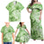 Polynesian Hibiscus Flower Tribal Family Matching Off Shoulder Maxi Dress and Hawaiian Shirt Lime Green Color