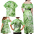 Polynesian Hibiscus Flower Tribal Family Matching Off Shoulder Maxi Dress and Hawaiian Shirt Lime Green Color