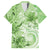 Polynesian Hibiscus Flower Tribal Family Matching Off Shoulder Short Dress and Hawaiian Shirt Lime Green Color