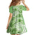 Polynesian Hibiscus Flower Tribal Family Matching Short Sleeve Bodycon Dress and Hawaiian Shirt Lime Green Color