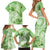 Polynesian Hibiscus Flower Tribal Family Matching Short Sleeve Bodycon Dress and Hawaiian Shirt Lime Green Color