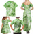 Polynesian Hibiscus Flower Tribal Family Matching Summer Maxi Dress and Hawaiian Shirt Lime Green Color