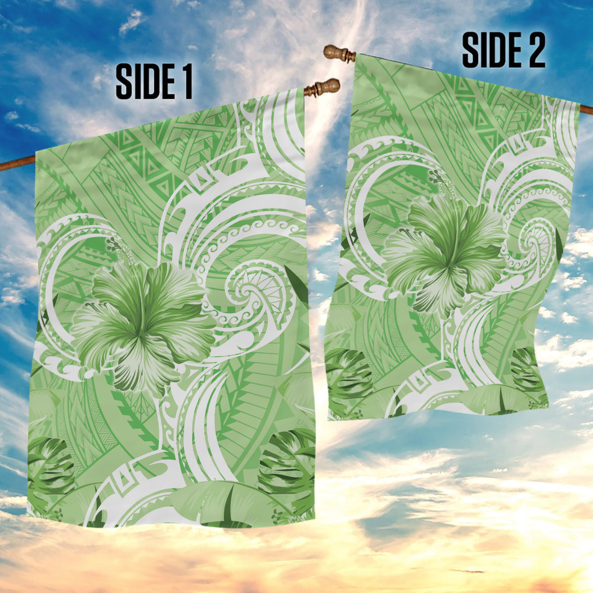 Polynesian Hibiscus Flower Tribal Garden Flag Lime Green Color LT9 - Polynesian Pride
