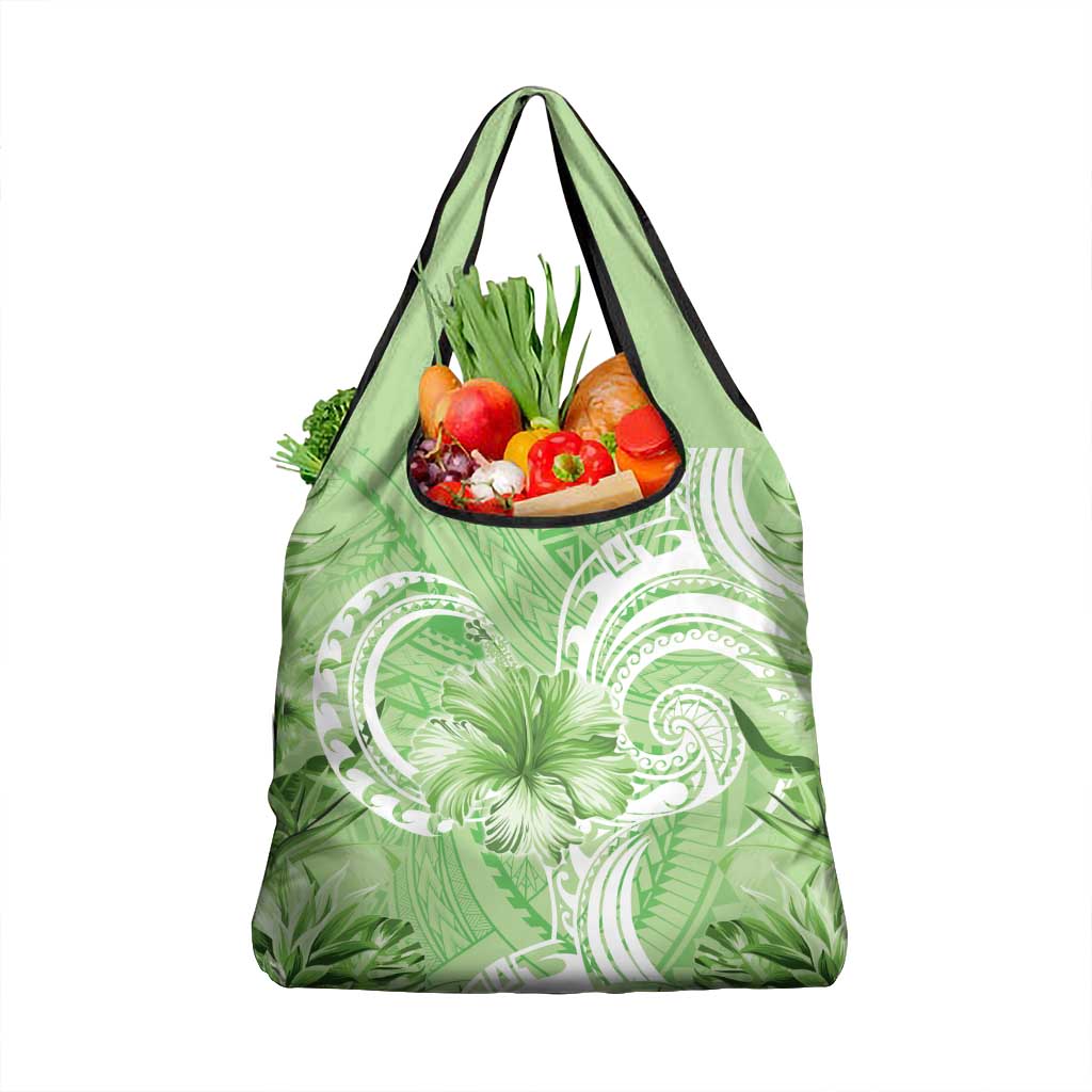 Polynesian Hibiscus Flower Tribal Grocery Bag Lime Green Color LT9 1-pack One Size Lime Green - Polynesian Pride