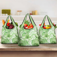 Polynesian Hibiscus Flower Tribal Grocery Bag Lime Green Color LT9 3-pack One Size Lime Green - Polynesian Pride