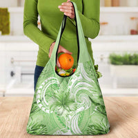 Polynesian Hibiscus Flower Tribal Grocery Bag Lime Green Color LT9 - Polynesian Pride
