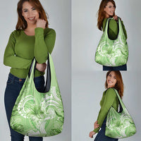 Polynesian Hibiscus Flower Tribal Grocery Bag Lime Green Color LT9 - Polynesian Pride