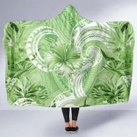 Polynesian Hibiscus Flower Tribal Hooded Blanket Lime Green Color LT9 - Polynesian Pride