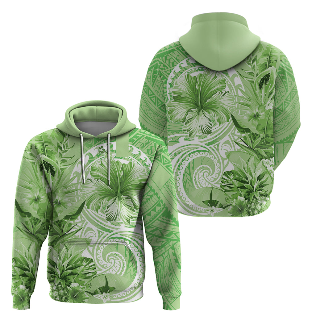 Polynesian Hibiscus Flower Tribal Hoodie Lime Green Color LT9 - Polynesian Pride