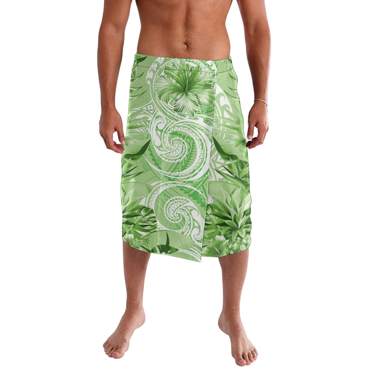 Polynesian Hibiscus Flower Tribal Lavalava Lime Green Color LT9 Lime Green - Polynesian Pride
