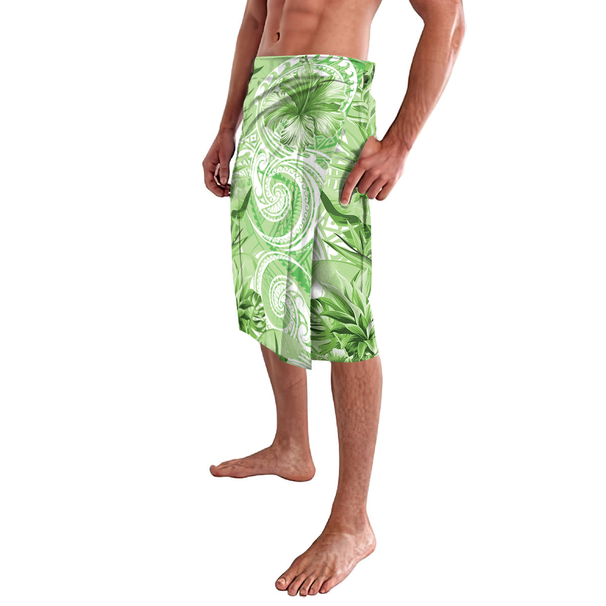 Polynesian Hibiscus Flower Tribal Lavalava Lime Green Color LT9 - Polynesian Pride