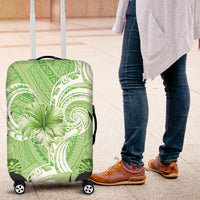 Polynesian Hibiscus Flower Tribal Luggage Cover Lime Green Color