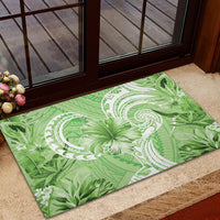 Polynesian Hibiscus Flower Tribal Rubber Doormat Lime Green Color LT9 - Polynesian Pride