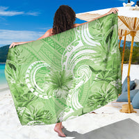 Polynesian Hibiscus Flower Tribal Sarong Lime Green Color